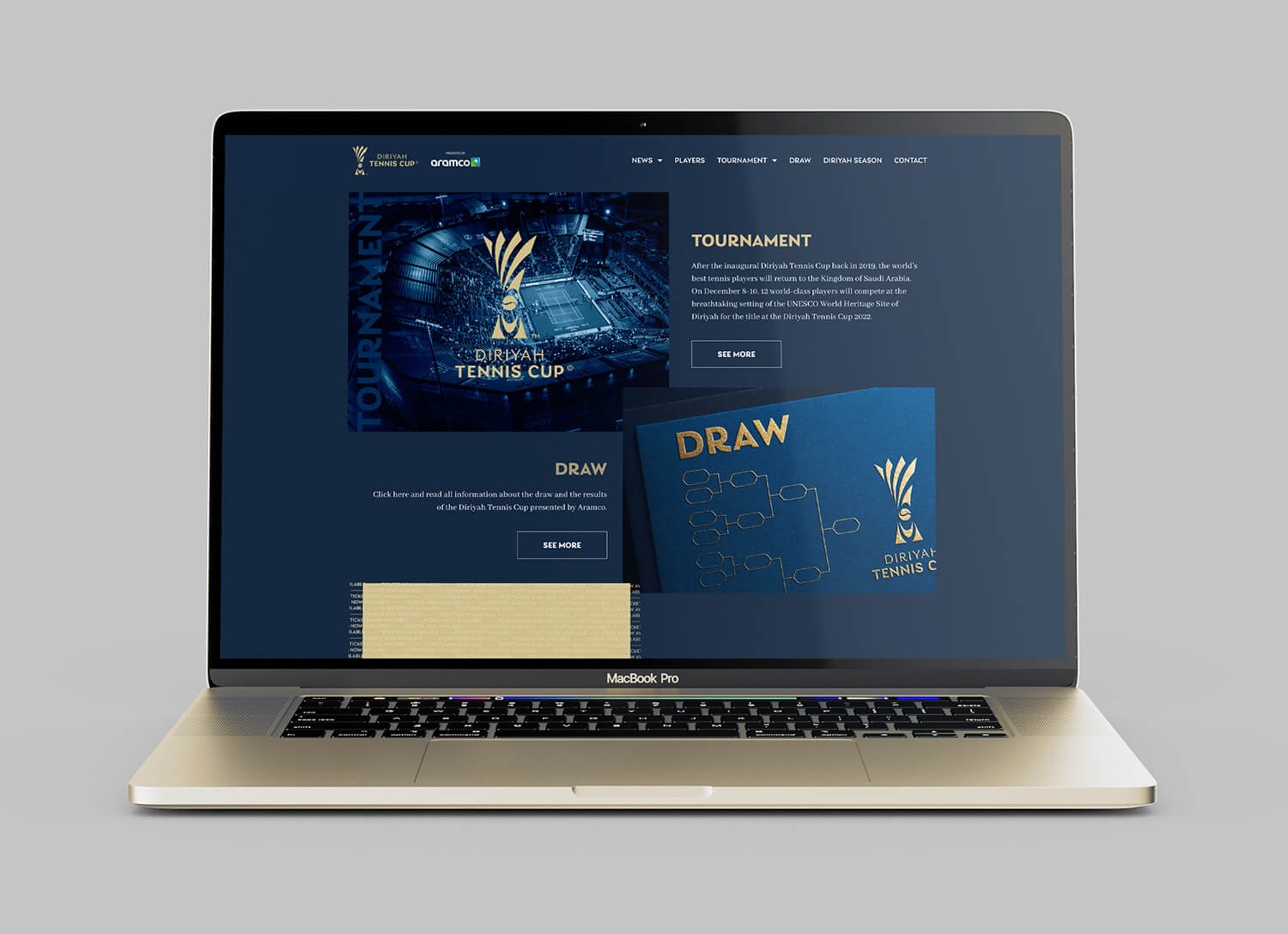 Webseiten-Schreenshot für den Diriyah Tennis Cup