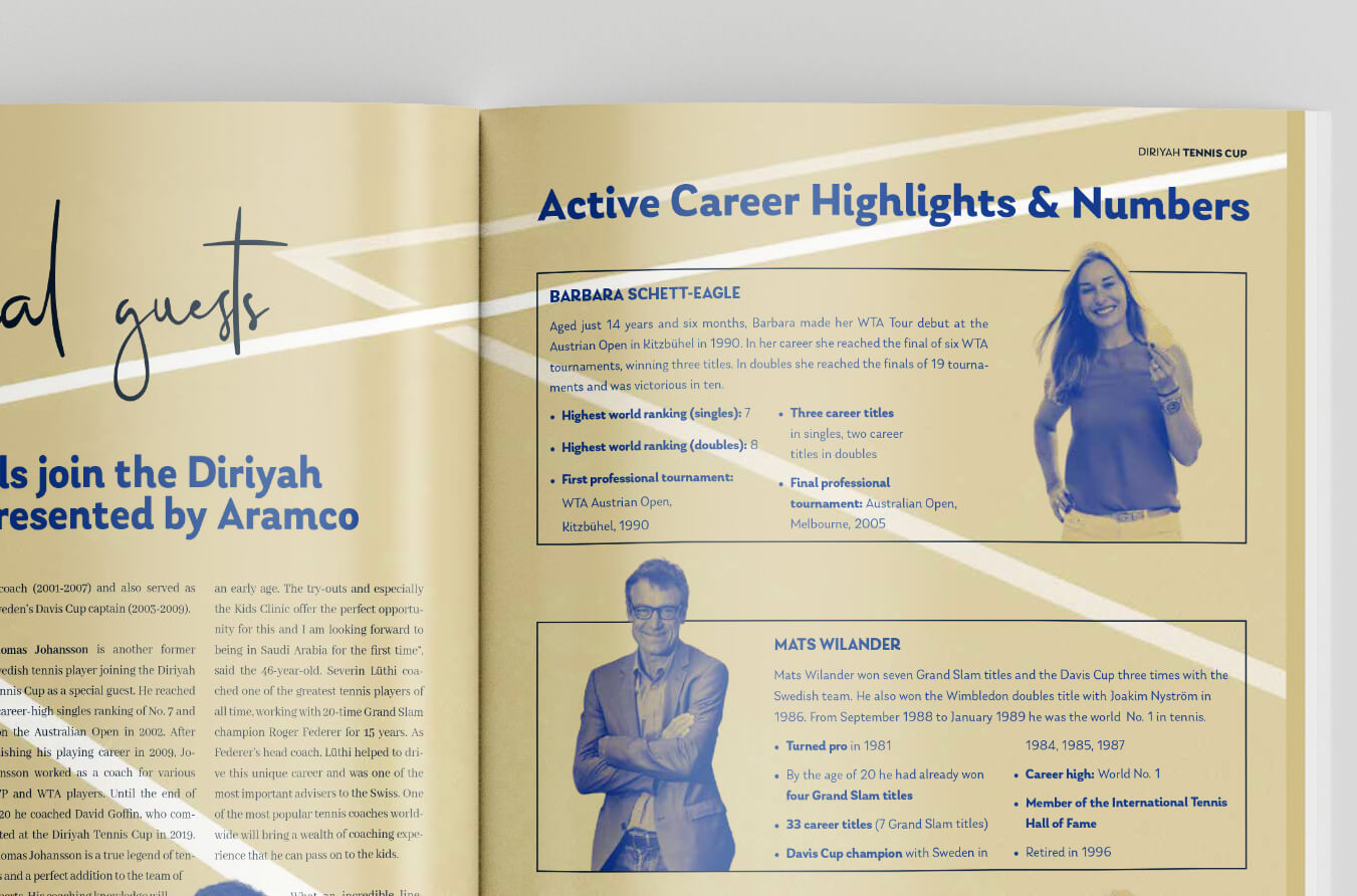 Innenseiten aus dem Programmheft für den Diriyah Tennis Cup