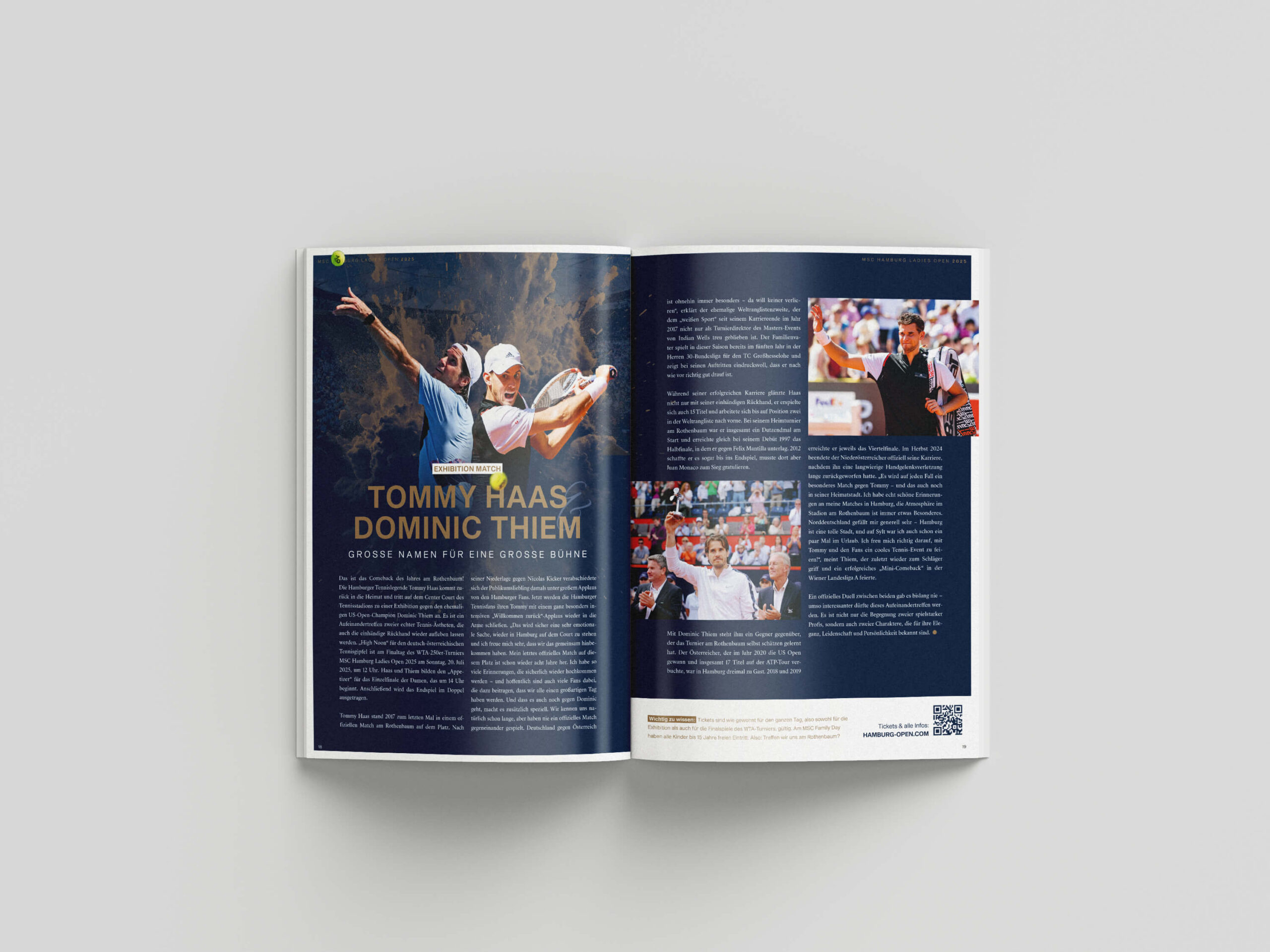 Programmheft-Innenseiten mit zum Exhibitionmatch der MSC Hamburg Ladies Open