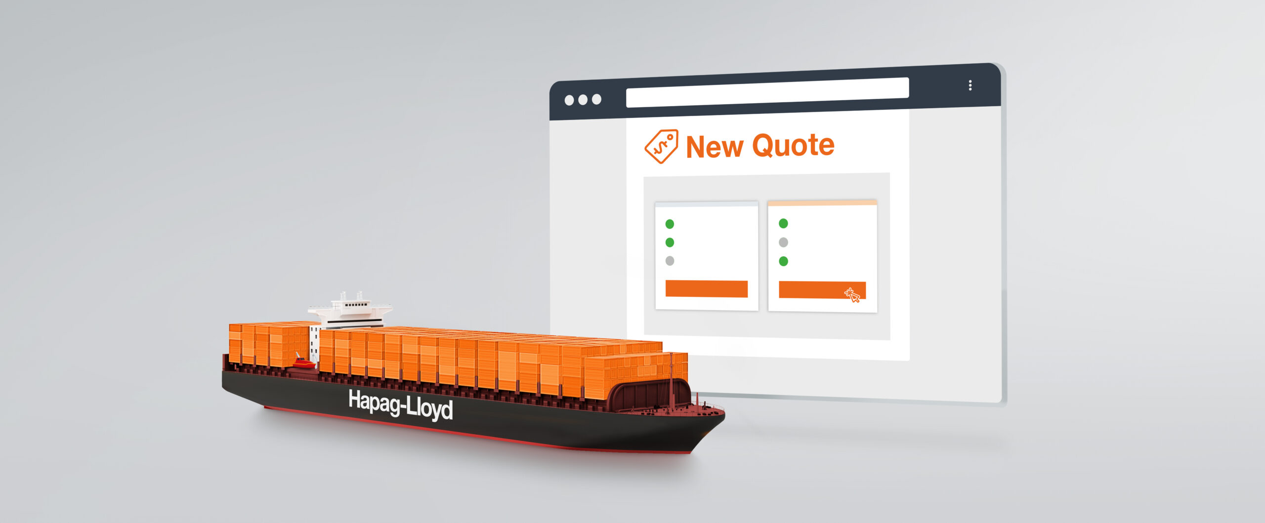 Social-Media-Grafik mit stilisiertem Hapag-Lloyd Containerschiff und Infografik