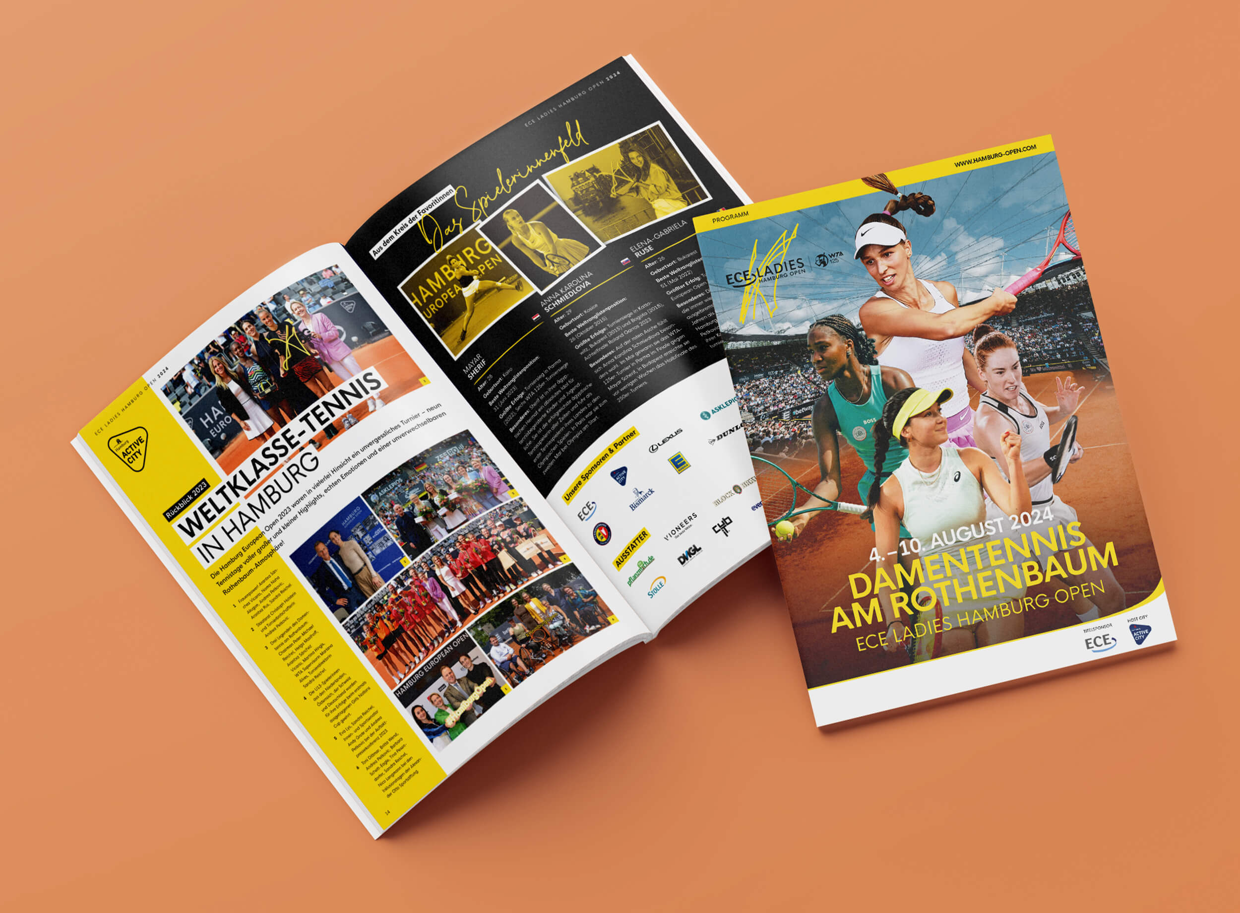 Titel und Innenseiten des Turniermagazin der ECE Ladies Hamburg Open