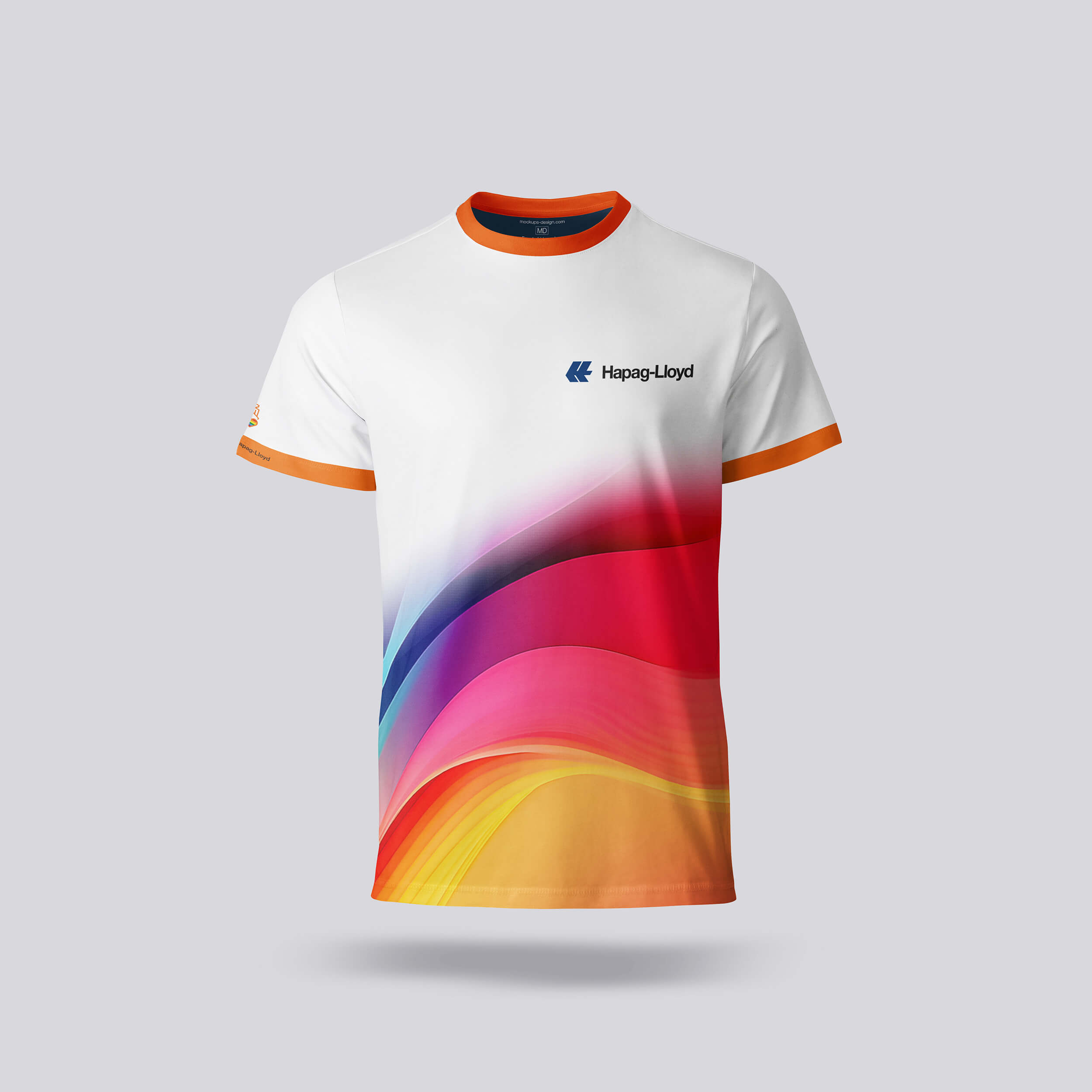 Buntes Hapag-Lloyd Lauf- und Radfahr-Trikot für betriebsinterne Sportgemeinschaft