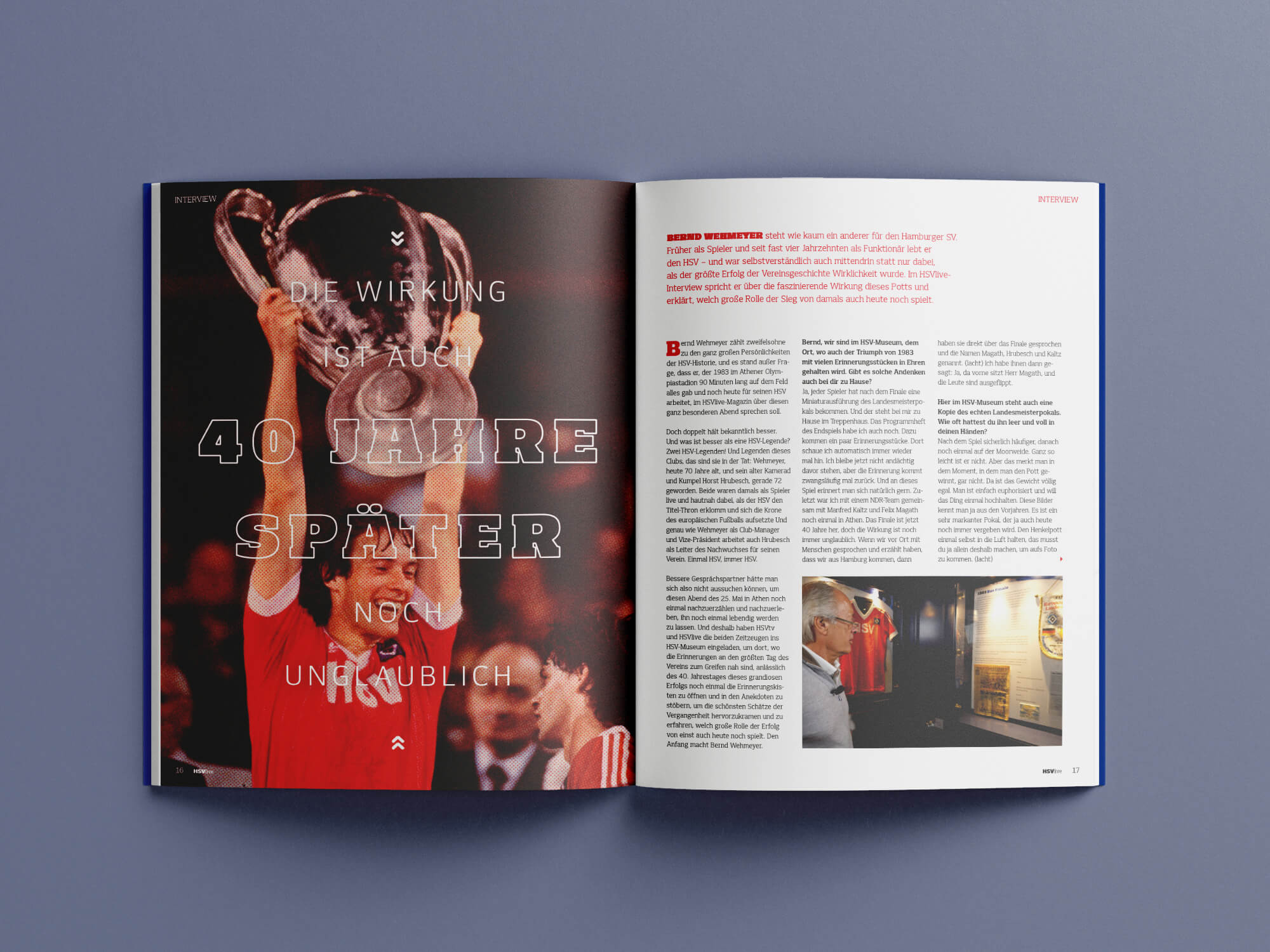 Innenseiten-Mockup einer Bernd Wehmeyer Geschichte in der HSVlive