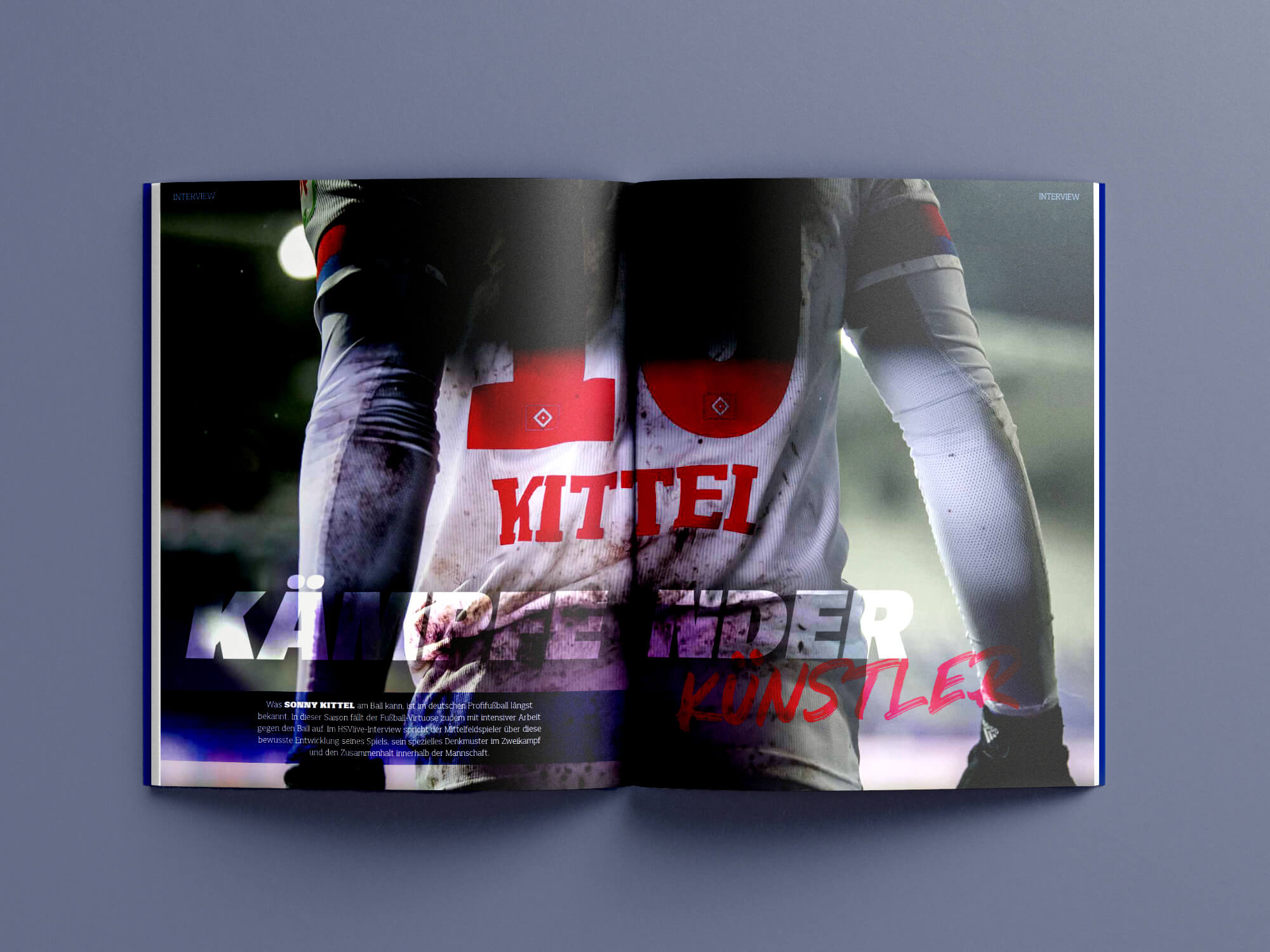 Innenseiten-Mockup einer Geschichte über Sonny Kittel in der HSVlive