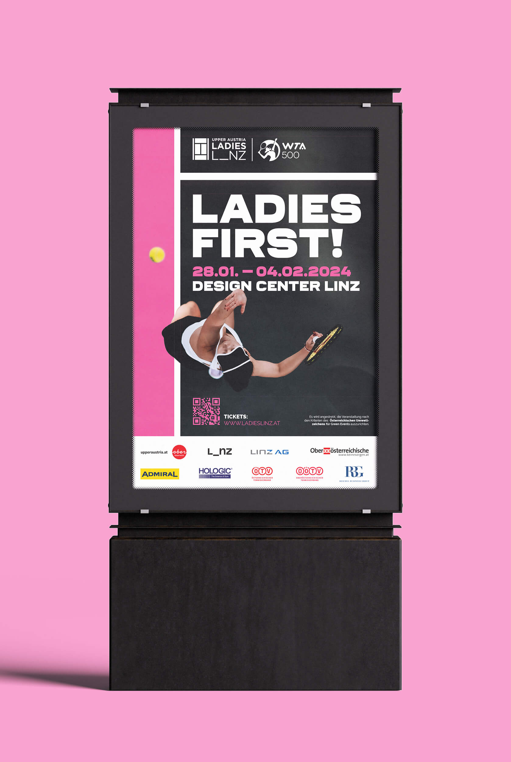 Citylight-Poster "Ladies First!" der Upper Austria Ladies Linz