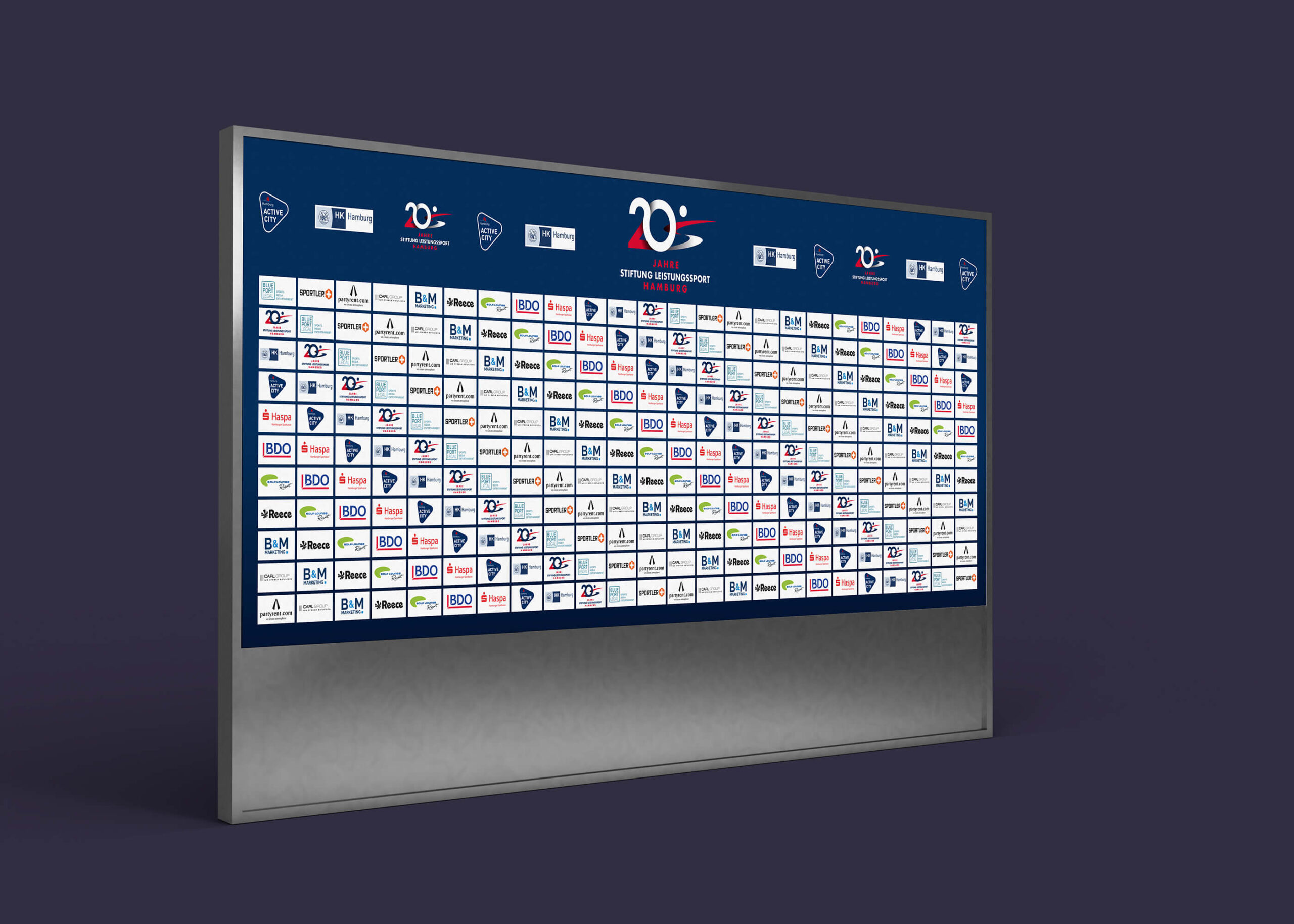 Mock-Up von der der Pressewand in der Team Hamburg Lounge in der Handelskammer von der Stiftung Leistungssport