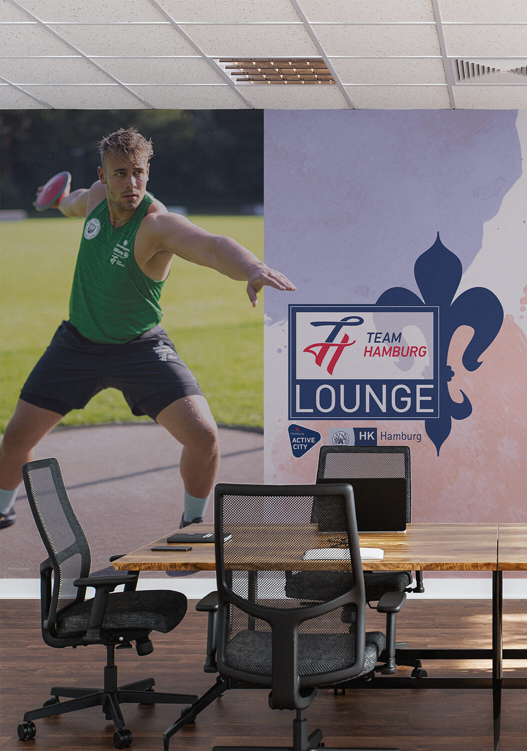 Mock-Up von der Team Hamburg Lounge in der Handelskammer von der Stiftung Leistungssport
