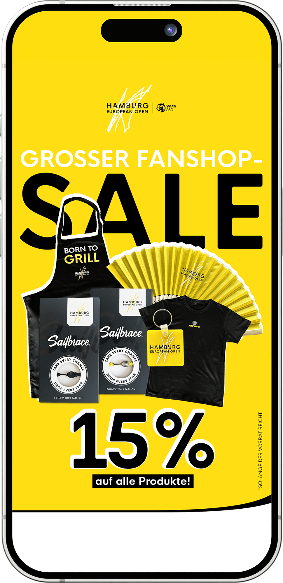 "Fanshop-Sale"-Grafik als Social-Media-Post der Hamburg European Open