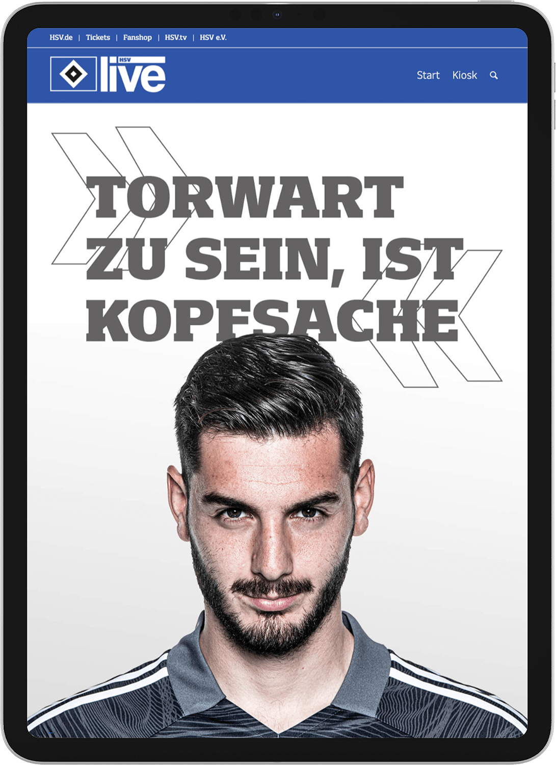 Tablet Schreenshot HSVlive Digitalmagazin mit Julian Pollersbeck